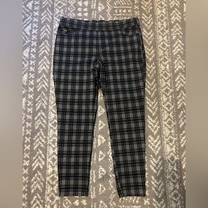 Nine West Heidi pull on skinny Black grey White Plaid Trousers size 16 (M110)